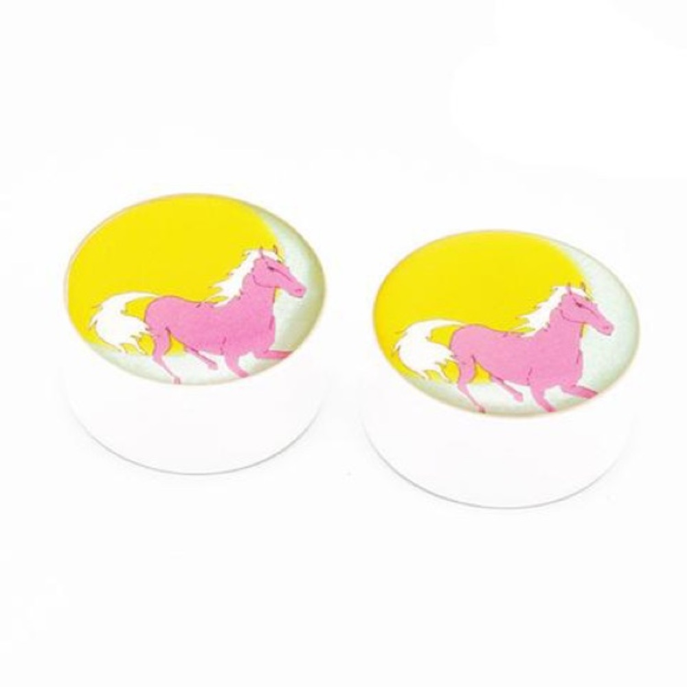 BMA Pink Horse Gauges Plug Earrings 7/8